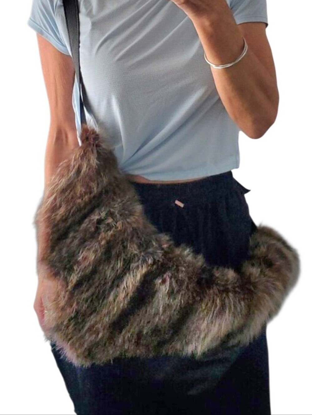 Bilodeau Fur & Leather Shoulder Crossbody Sling Bag